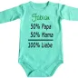 Preview: Baby‑Body mit Formel „50% Mama, 50% Papa, 100% Liebe“