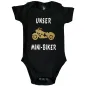 Preview: Babybody mit Spruch „Unsere Mini‑Bikerin“ und Motorrad