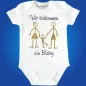 Preview: Baby‑Body mit Strichmännchen Familie für Mama und Papa