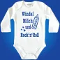 Preview: Babybody mit personalisiertem Namen auf Babyflasche