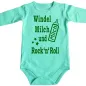 Preview: Baby‑Body mit Spruch „Windel, Milch und Rock’n’Roll“