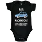 Preview: Baby‑Body mit Polizeiauto und Spruch „Für Nachwuchs ist gesorgt“