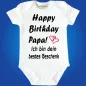 Preview: Baby-Body mit Aufdruck Happy Birthday