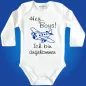 Preview: Baby‑Body mit Spruch „Hey Boys! Ich bin angekommen!“