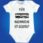 Preview: Baby‑Body mit wählbarer Busfarbe und Spruch