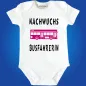 Preview: Baby‑Body Nachwuchs Busfahrerin mit bunter Bus‑Grafik