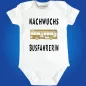 Preview: Baby‑Body mit farbigem Bus und lustigem Spruch