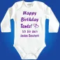 Preview: Baby‑Body „Happy Birthday liebe Tante“ mit Herz Motiv