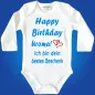 Preview: Baby-Body mit Aufdruck Happy Birthday