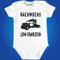 Preview: Baby‑Body mit farbigem LKW und lustigem Spruch