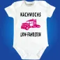 Preview: Babybody mit Truck Grafik für Jungen und Mädchen