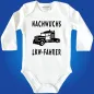 Preview: Babybody „Für Nachwuchs ist gesorgt“ mit Truck Illustration