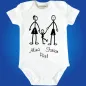 Preview: Personalisierter Baby Body mit Strichmännchen Familie