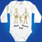 Preview: Baby-Body mit Druck Strichmaennchen Familie