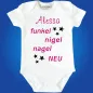 Preview: Lustiger Babybody mit Spruch und individuellem Namen