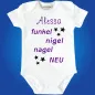 Preview: Babybody mit personalisiertem Text und funkelndem Motiv