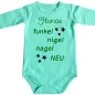 Preview: Baby‑Body mit Spruch „Funkel‑Nigelnagelneu“ und Wunschname