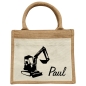 Preview: Kindertasche mit Wunschname mit Bagger