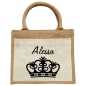 Preview: Jute Kindertasche Personalisiertmit Krone