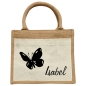 Preview: Jute Kindertasche mit Name mit Schmetterling
