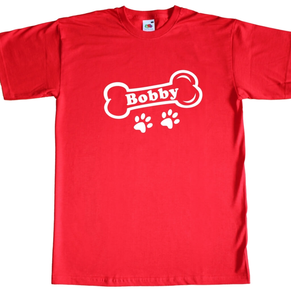 Preview: Herren T-Shirt - Hundeknochen mit Wunschname