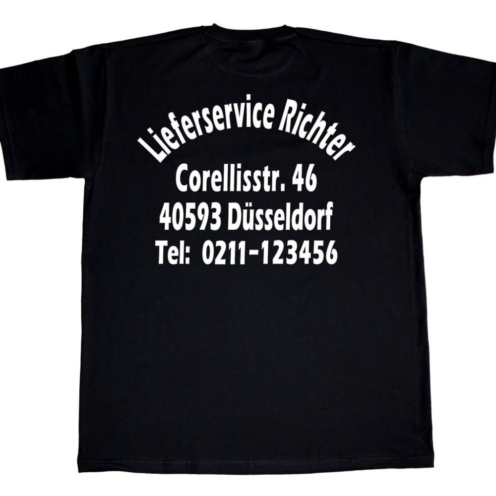 Preview: T-Shirt mit Werbedruck - Lieferservice Lieferdienst