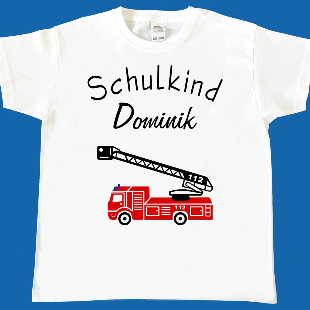 Preview: Kinder T-Shirt Schulkind Feuerwehr