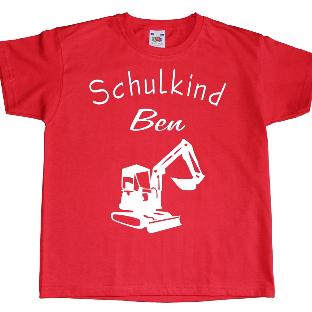 Kinder T-Shirt Schulkind Bagger