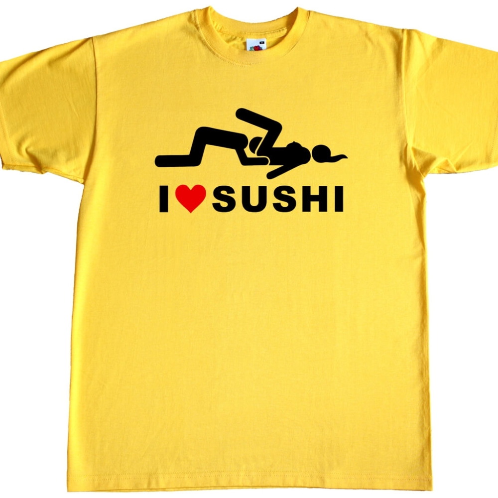Preview: T‑Shirt mit zweideutigem Spruch zum Thema Sushi