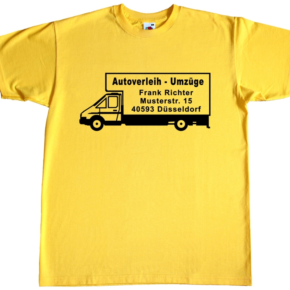T-Shirt mit Werbedruck - Umzüge Autoverleih