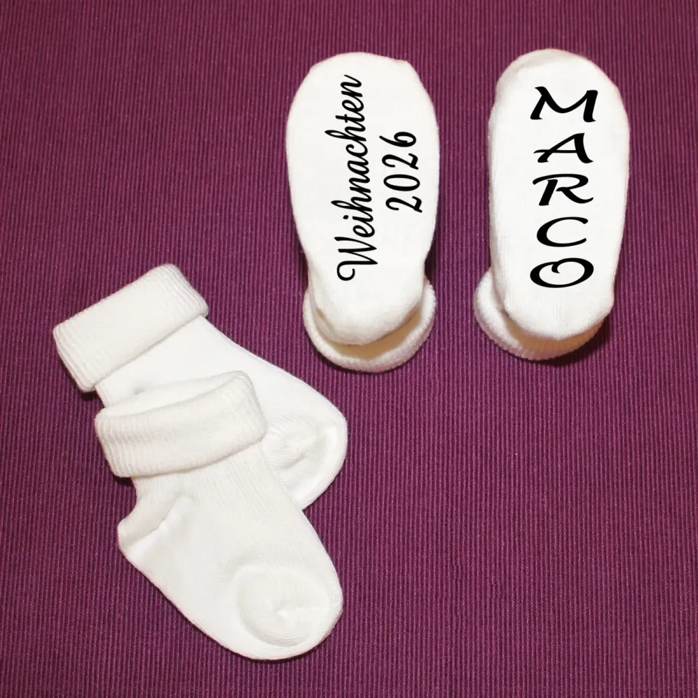Preview: Weihnachtssocken Baby personalisiert