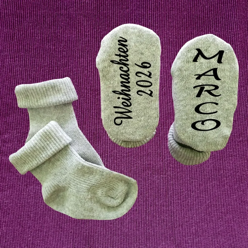 Babysocken Weihnachten personalisierbar