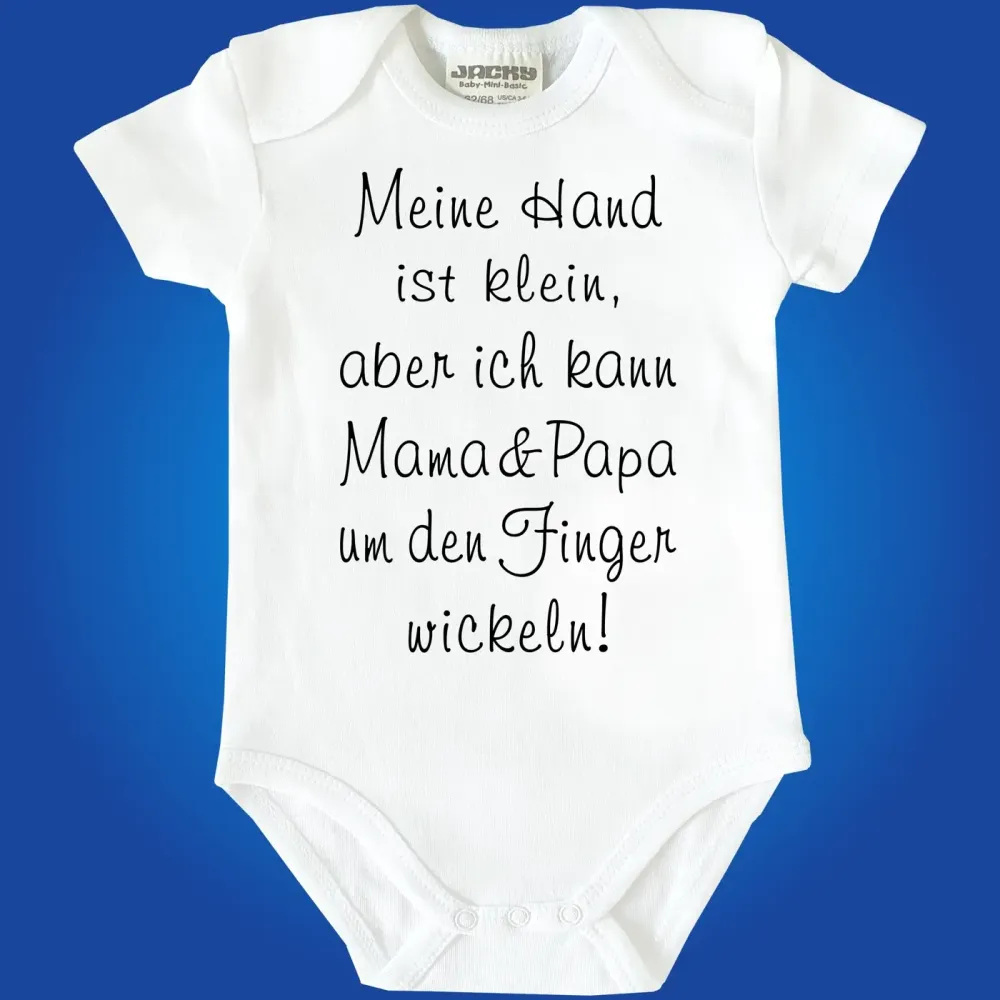 Baby‑Body „Meine Hand ist klein, aber ich wickel Oma & Opa um den Finger“