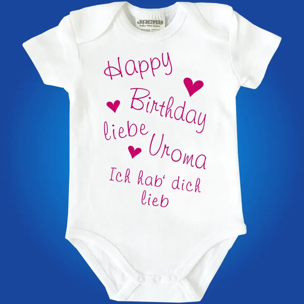 Preview: Baby‑Body „Happy Birthday liebe Oma“ mit Herzchen