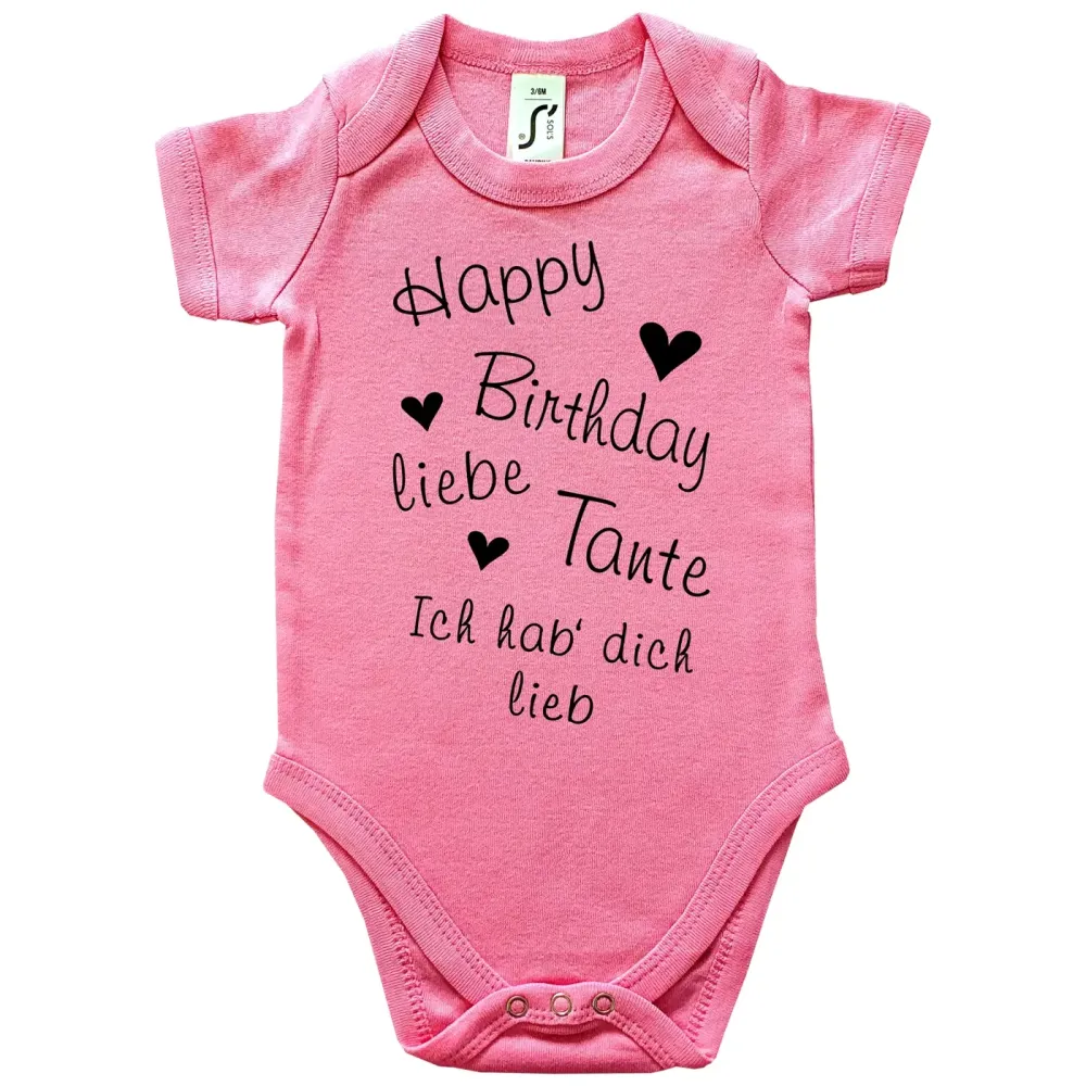 Preview: Baby‑Body „Happy Birthday“ wählbare Person