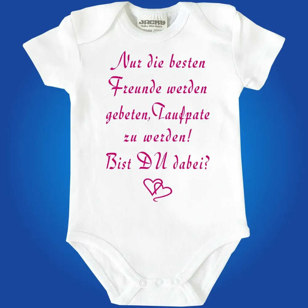 Babybody Taufpaten Frage für Freunde