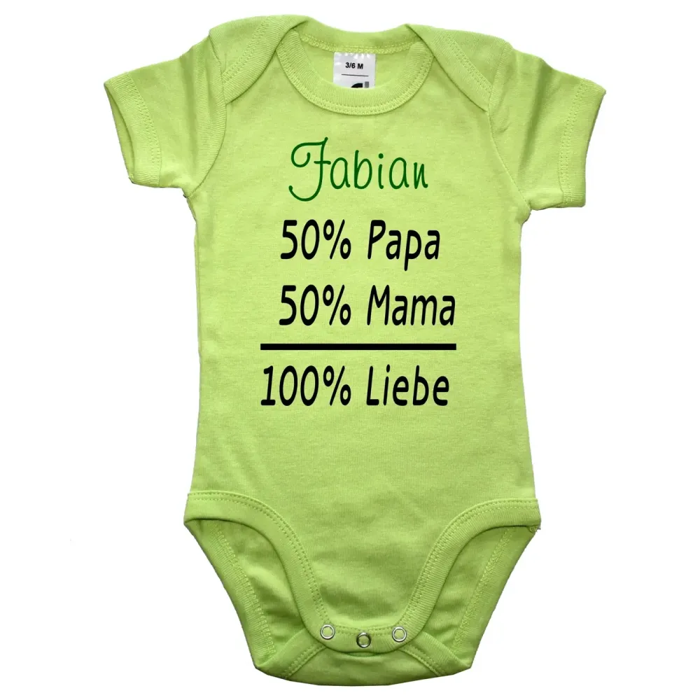 Baby‑Body mit witziger Mama‑Papa‑Formel