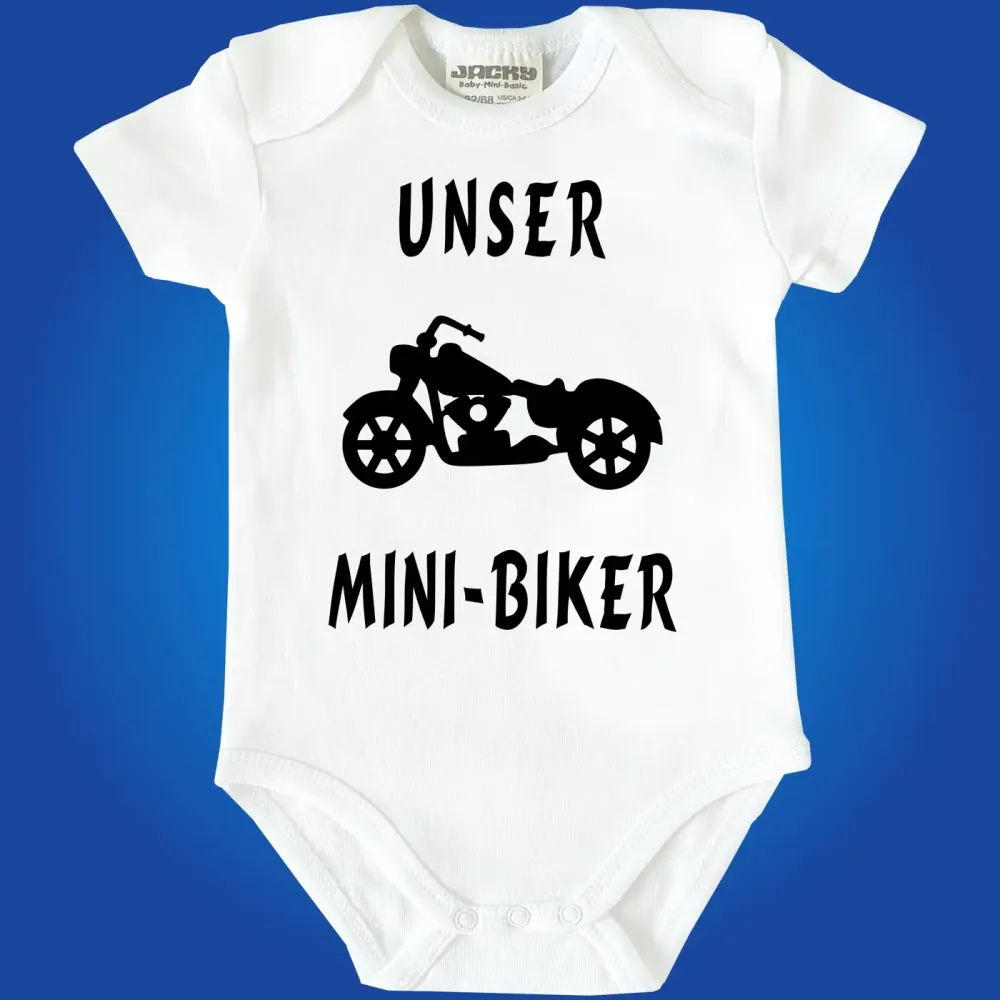 Baby‑Body mit Chopper und humorvollem Nachwuchs‑Spruch