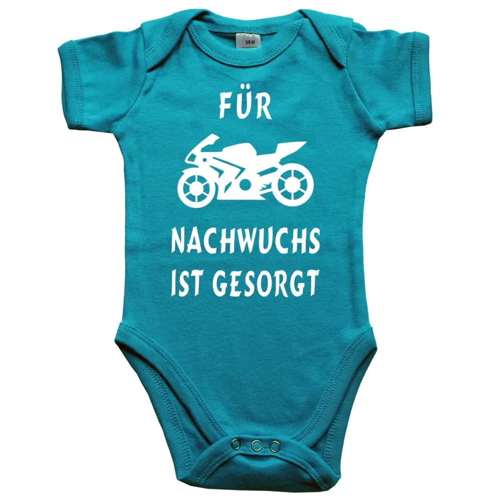 Baby‑Body mit Supersportler‑Motiv und wählbarem Text