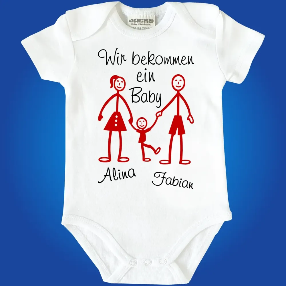 Babybody mit liebevollem Baby‑Ankündigungs‑Text