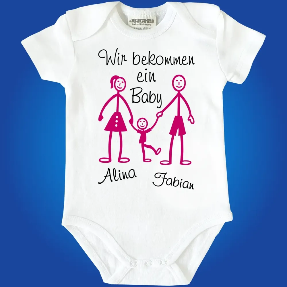 Babybody „Wir bekommen ein Baby“ mit Personalisierung