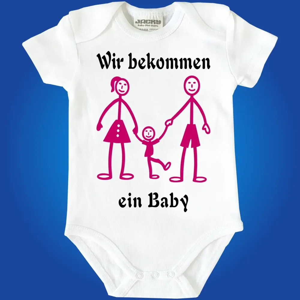 Preview: Baby-Body mit Druck Strichmaennchen