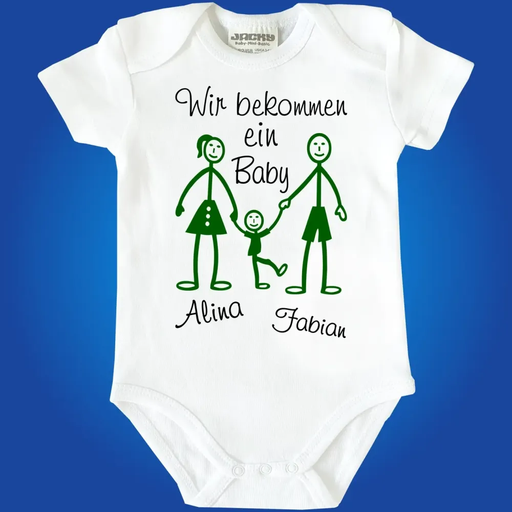 Babybody mit Spruch und süßer Familiengrafik
