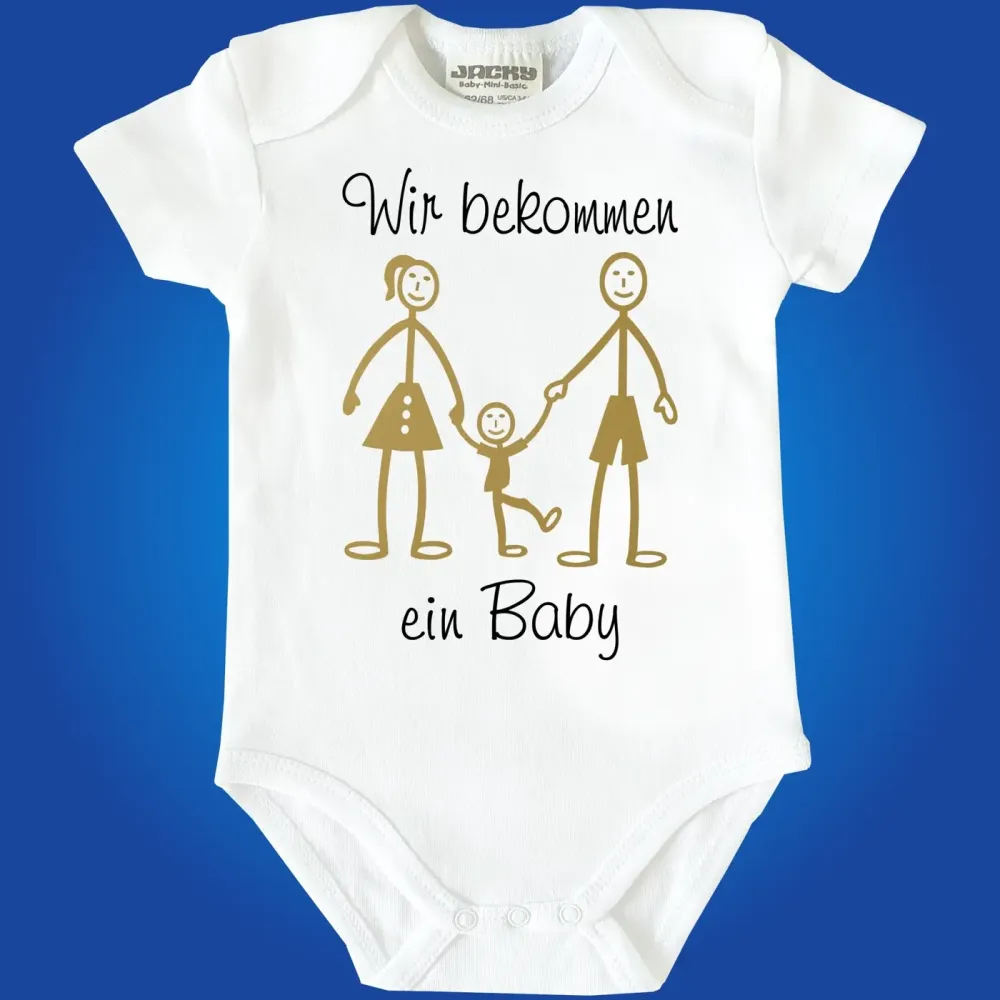 Baby‑Body mit Strichmännchen Familie für Mama und Papa