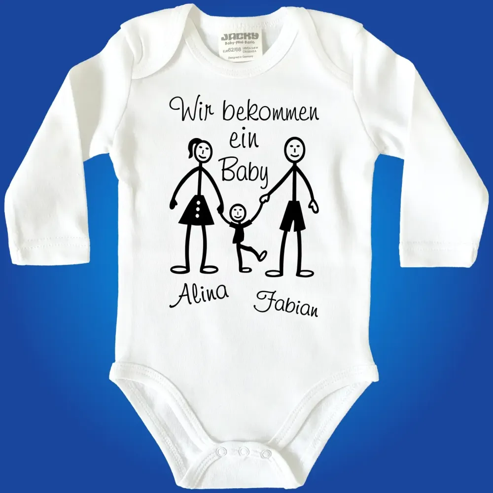 Babybody „Wir bekommen ein Baby“ mit Personalisierung