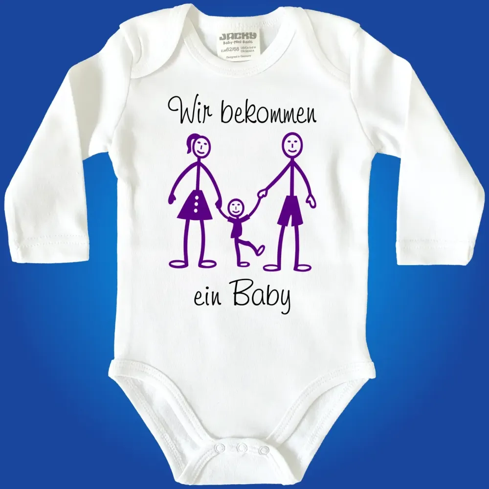 Babybody „Wir bekommen ein Baby“ mit witzigem Motiv