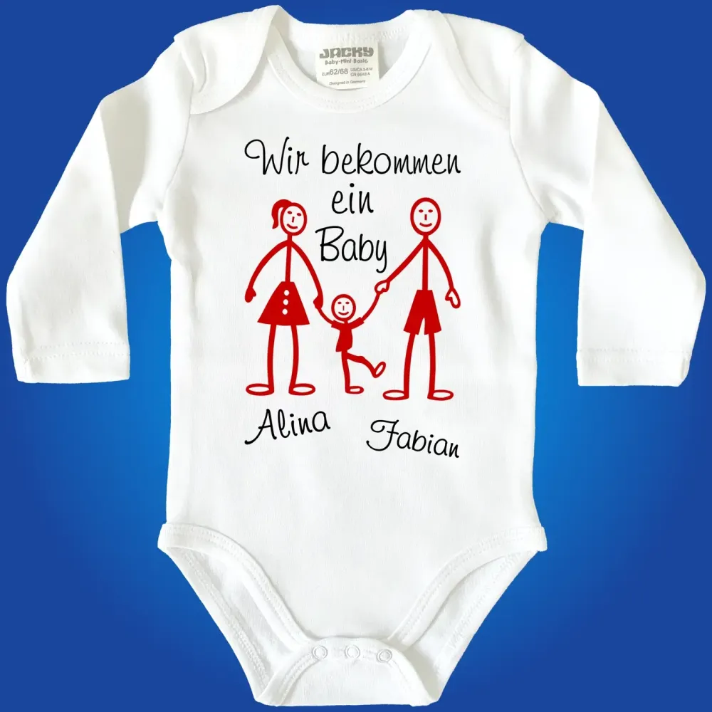 Baby‑Body mit lustiger Strichmännchen Illustration