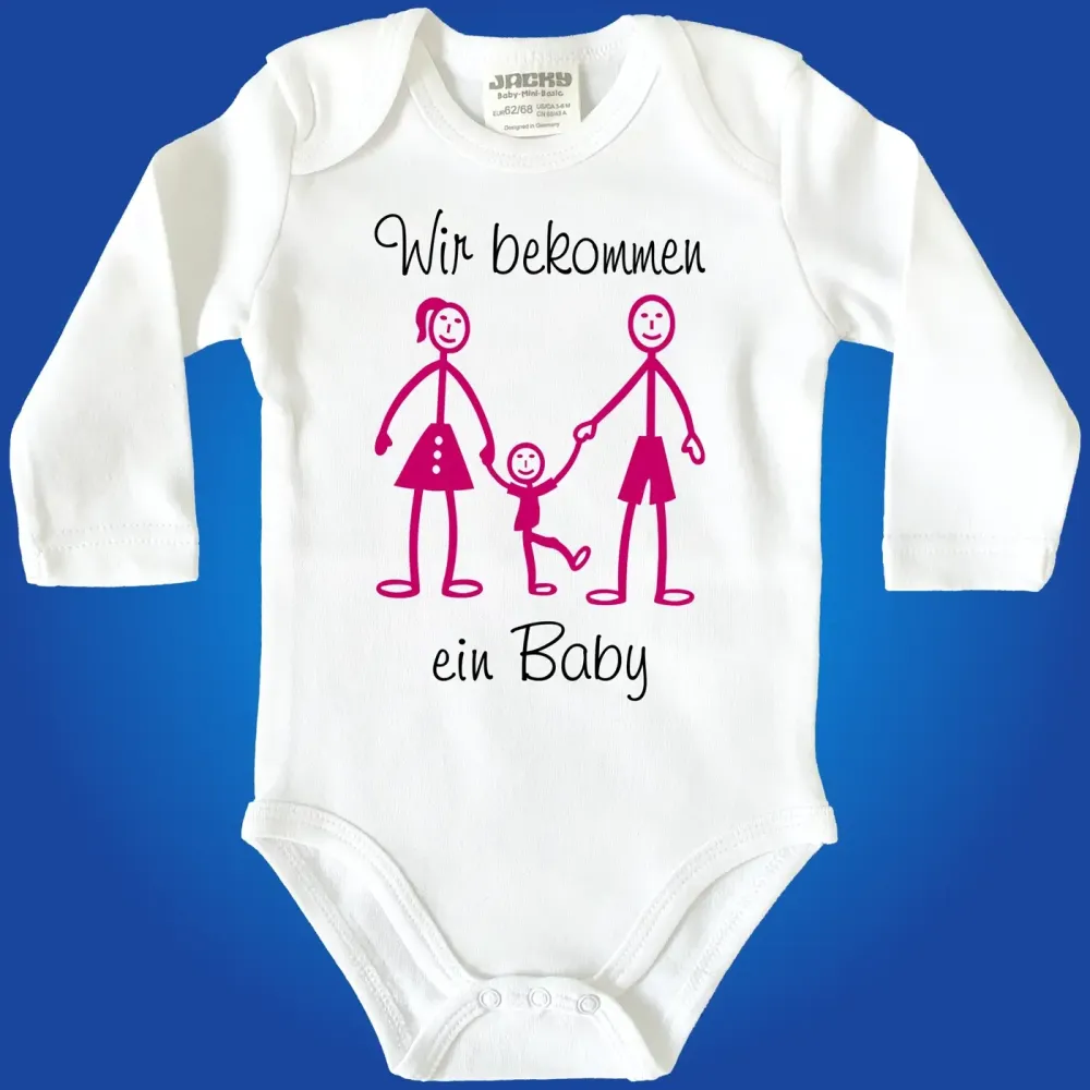 Babybody mit süßer Familiengrafik und Baby‑Spruch