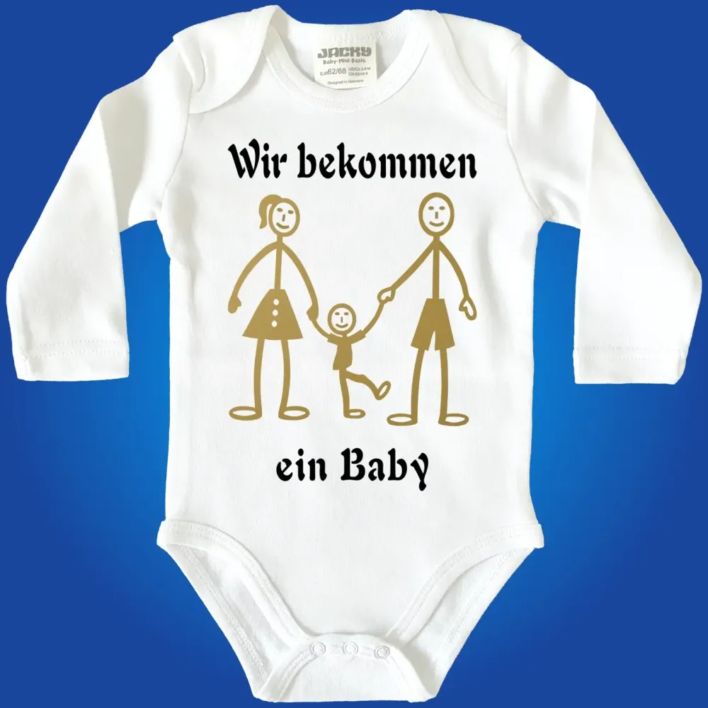 Preview: Baby-Body mit Druck Strichmännchen