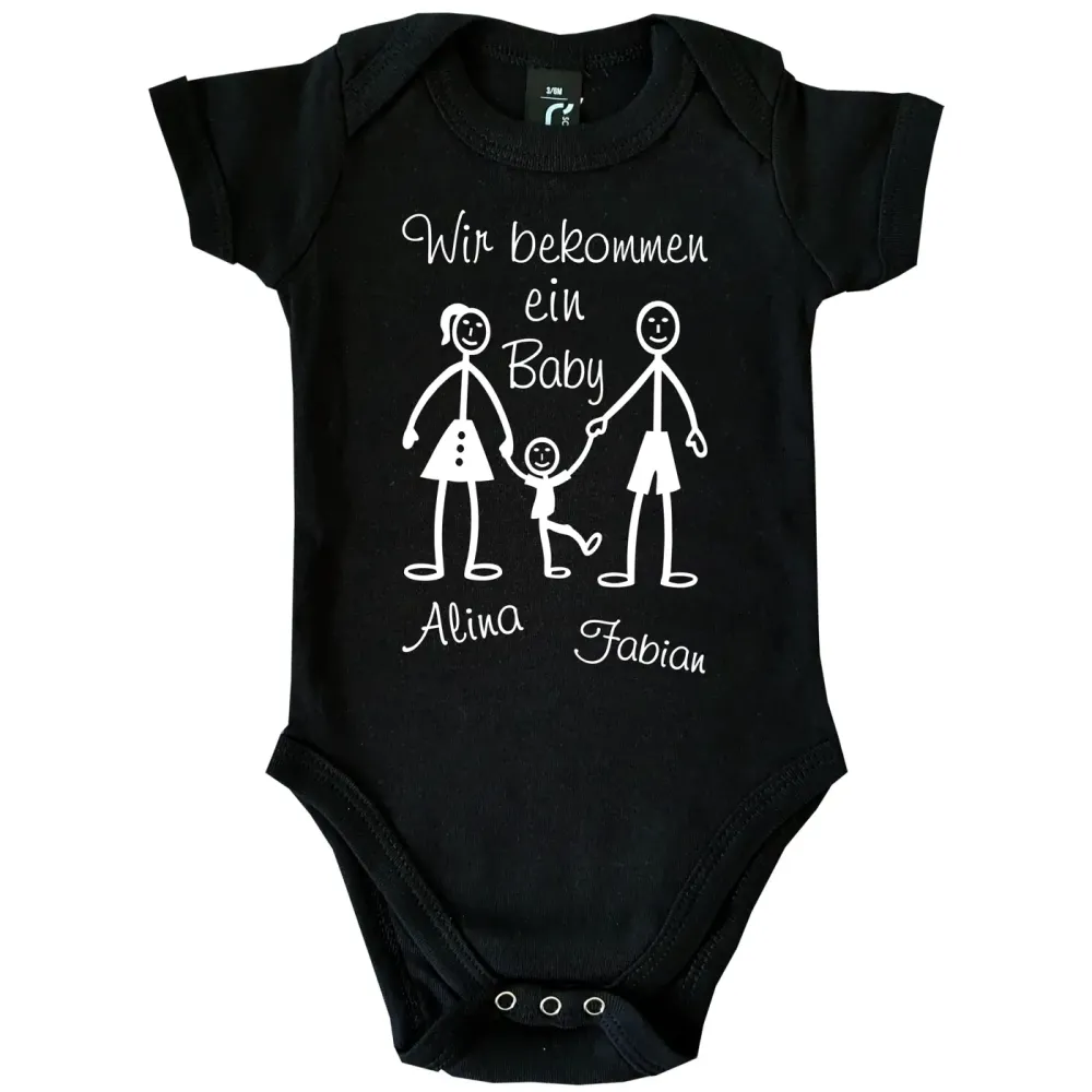 Babybody mit liebevollem Baby‑Ankündigungs‑Text